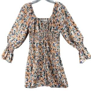 Avantlook Dress Sz Small Smocked Floral Cottagecore Dainty Feminine Long Sleeve